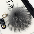 Colorful 15CM Fluffy Genuine Raccoon Fur Keychain Women Bag Pendant Ball Keyring Handbag Pompom Keychain Jewelry